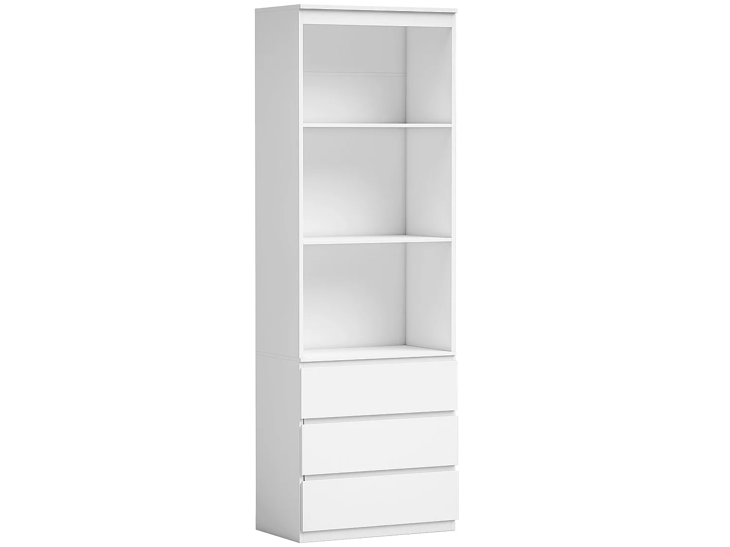 Seso Wood Tall White Bookcase 60x35x180cm with Shelves and Integrated Drawers