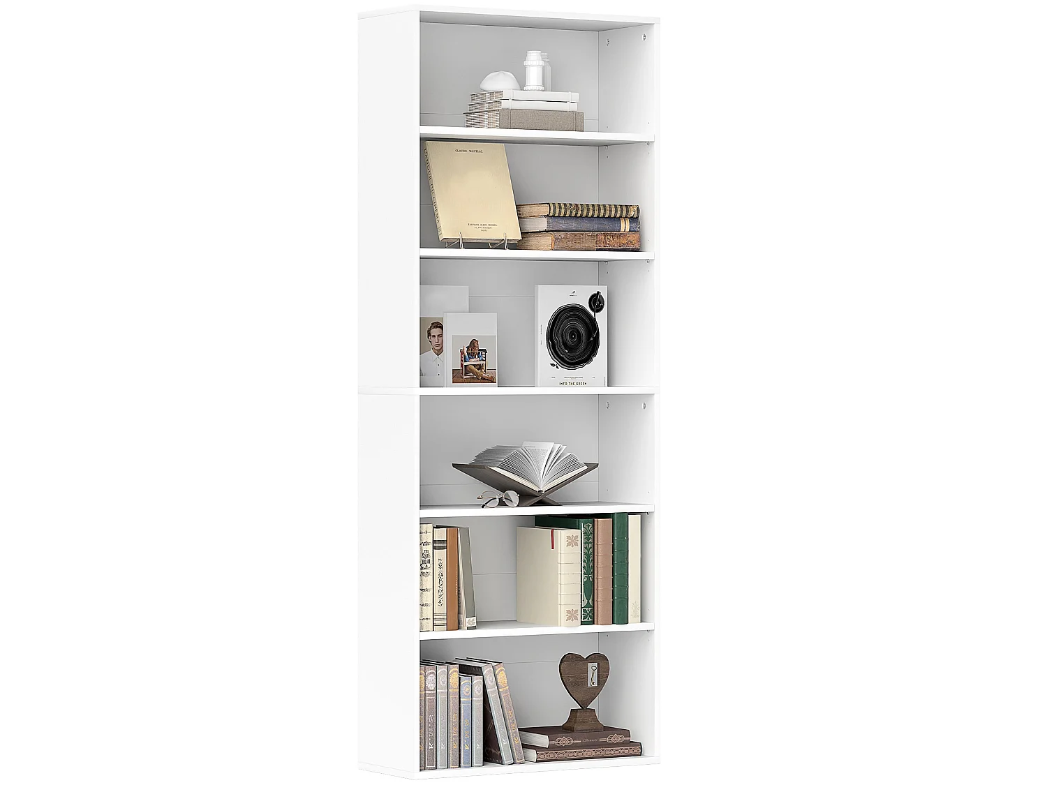 Yarut 158.5cm White 6 Shelf Particleboard Bookcase