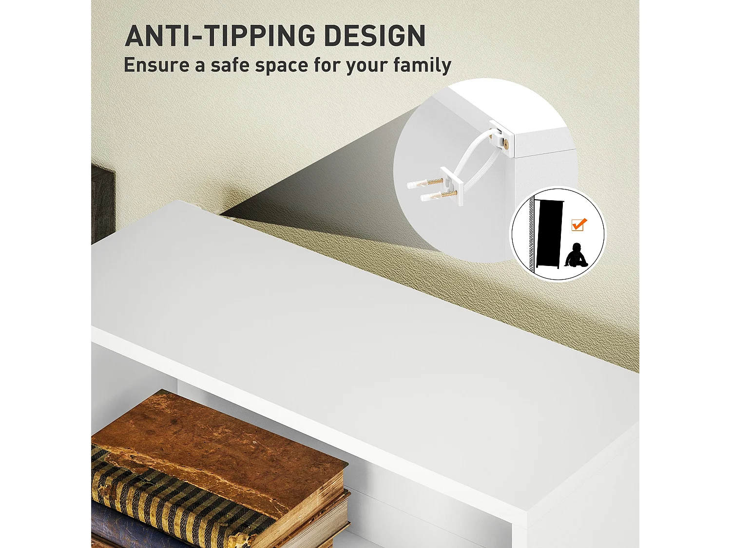 Yarut 158.5cm White 6 Shelf Particleboard Bookcase