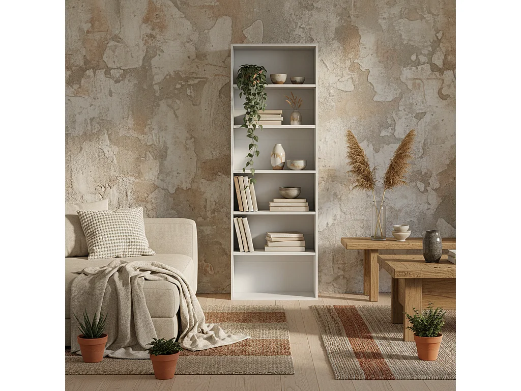 Yarut 158.5cm White 6 Shelf Particleboard Bookcase