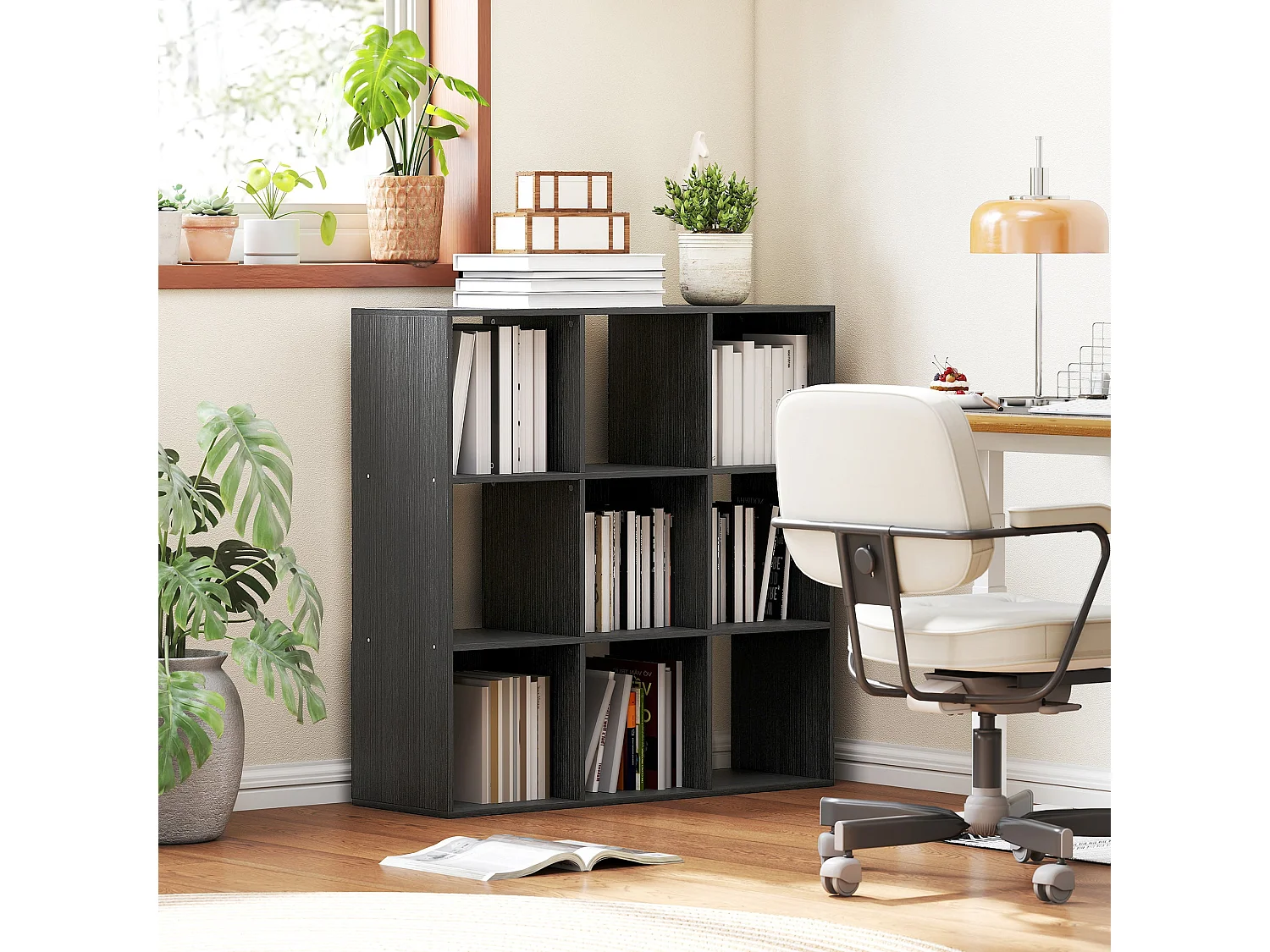Solipa 9 Cube Storage Bookcase Black 91x29.5x91cm