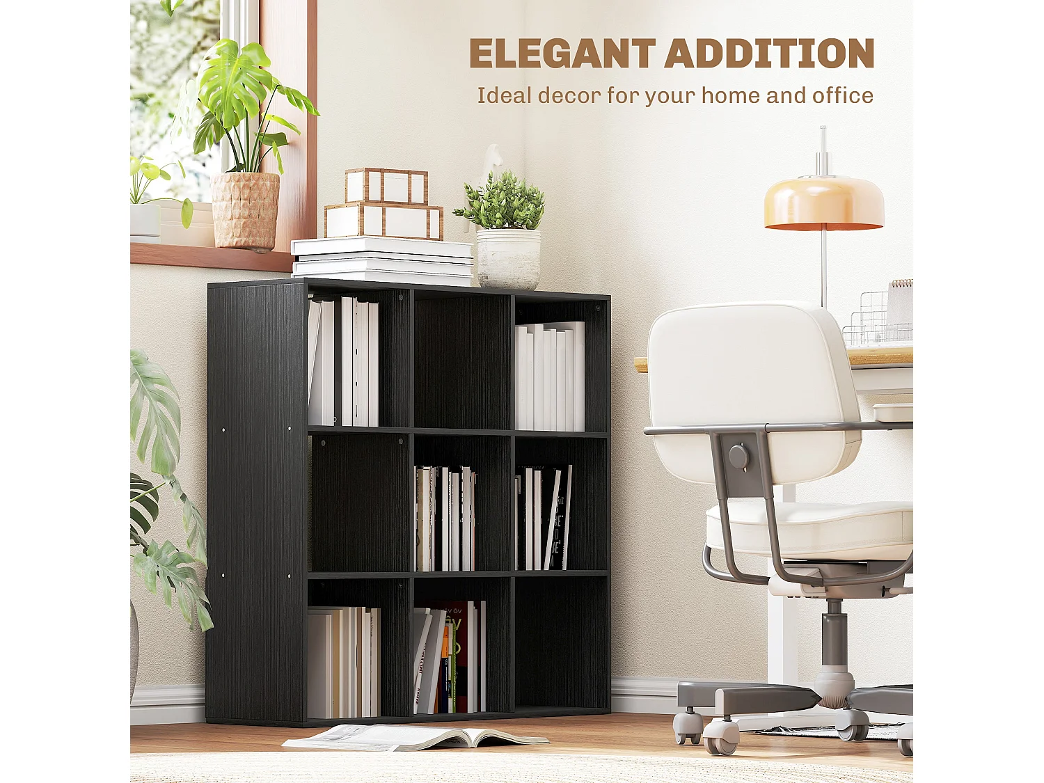 Solipa 9 Cube Storage Bookcase Black 91x29.5x91cm