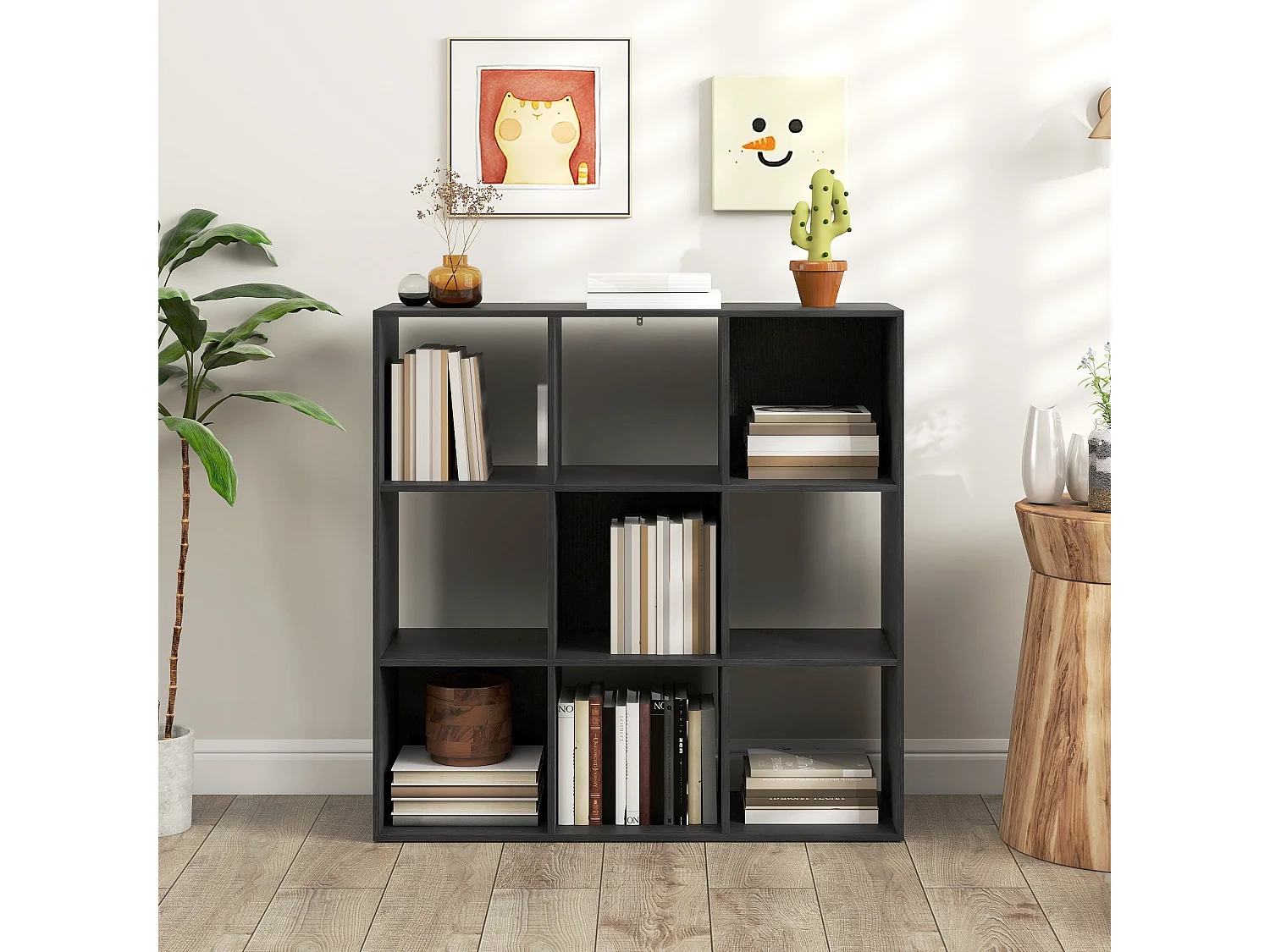 Solipa 9 Cube Storage Bookcase Black 91x29.5x91cm