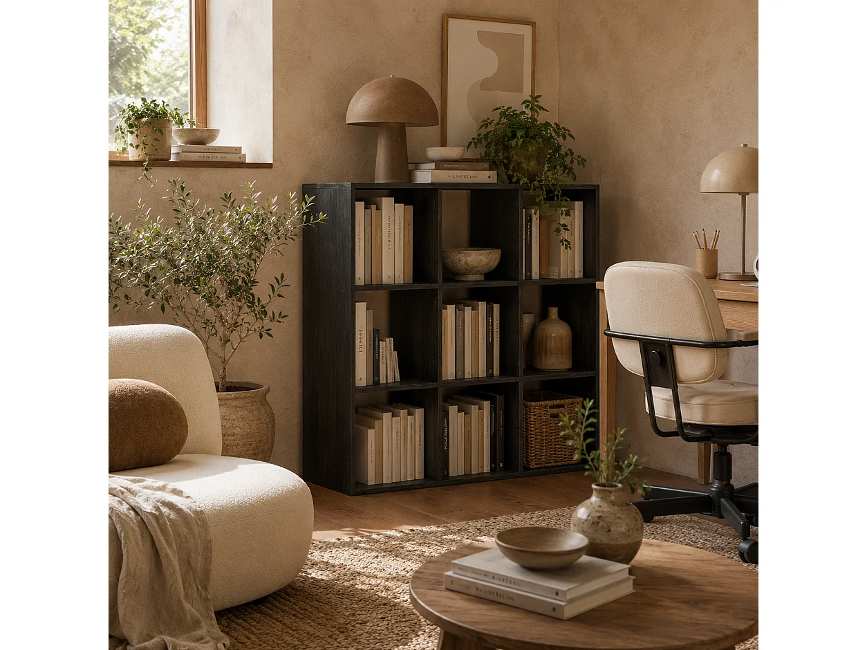 Solipa 9 Cube Storage Bookcase Black 91x29.5x91cm