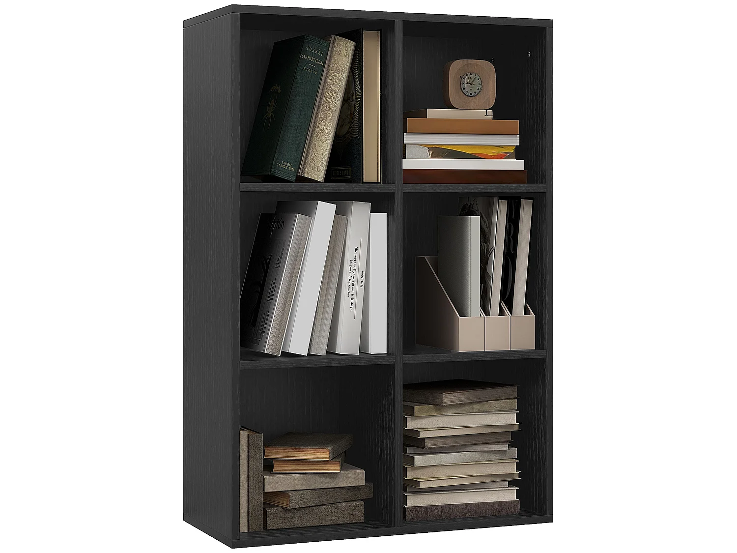 Sasu 6 Cube Storage Bookcase Black Wood Effect