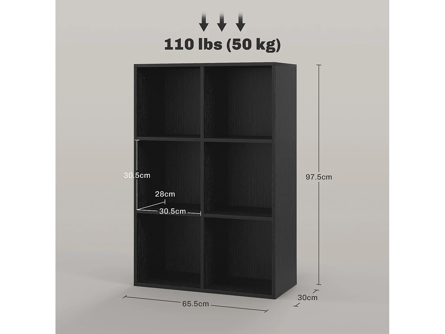 Sasu 6 Cube Storage Bookcase Black Wood Effect