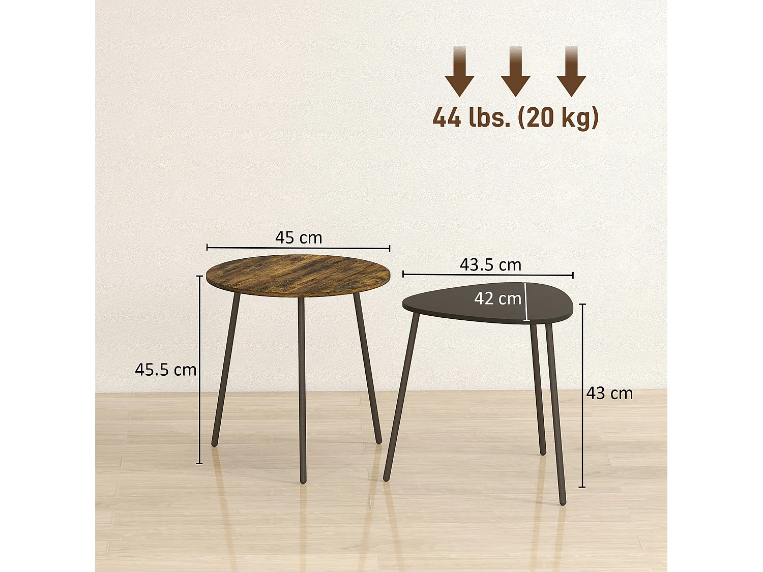 Nosaha Rustic Brown 2 Piece Nesting Side Tables