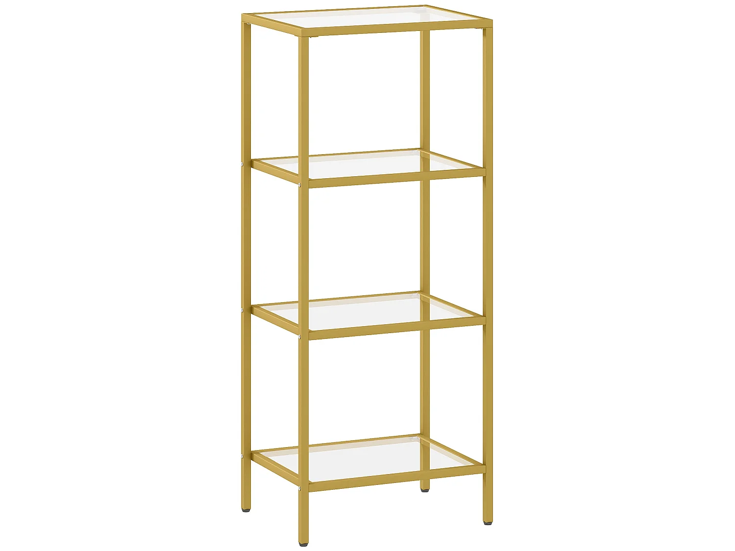 Nopatti 4 Tier Metal and Glass Display Shelf Gold Tone