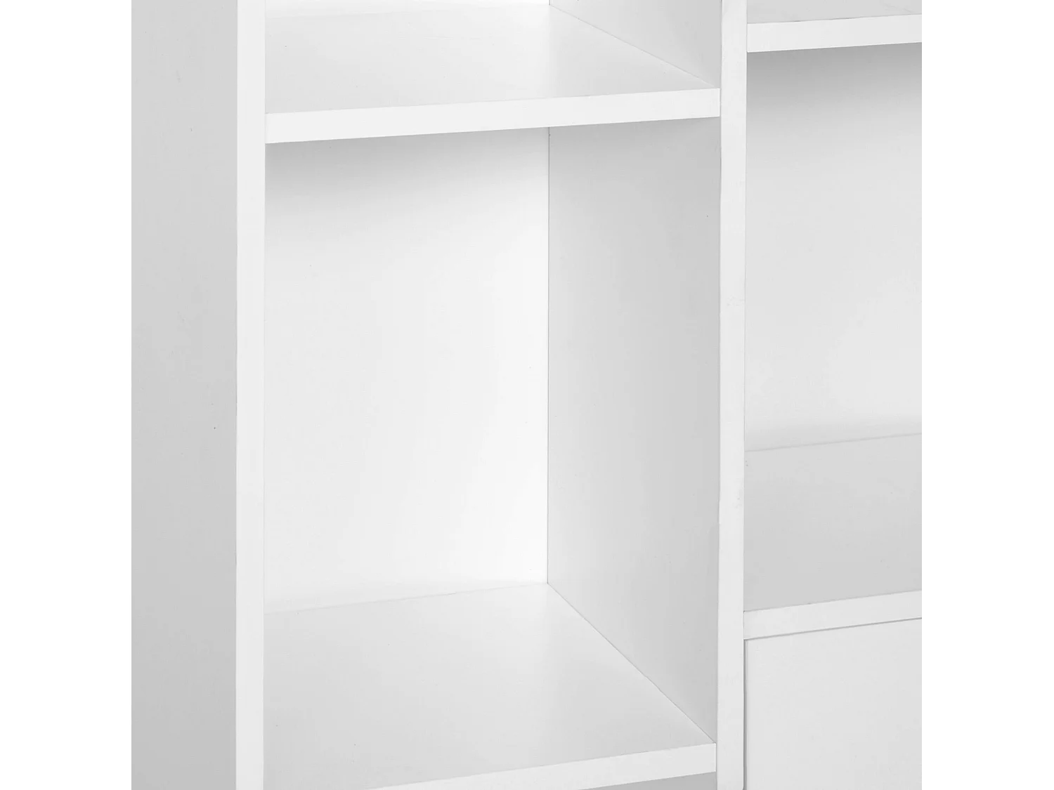 Toralesa White Sideboard Bookcase 2 Doors 5 Open Compartments Pine Legs