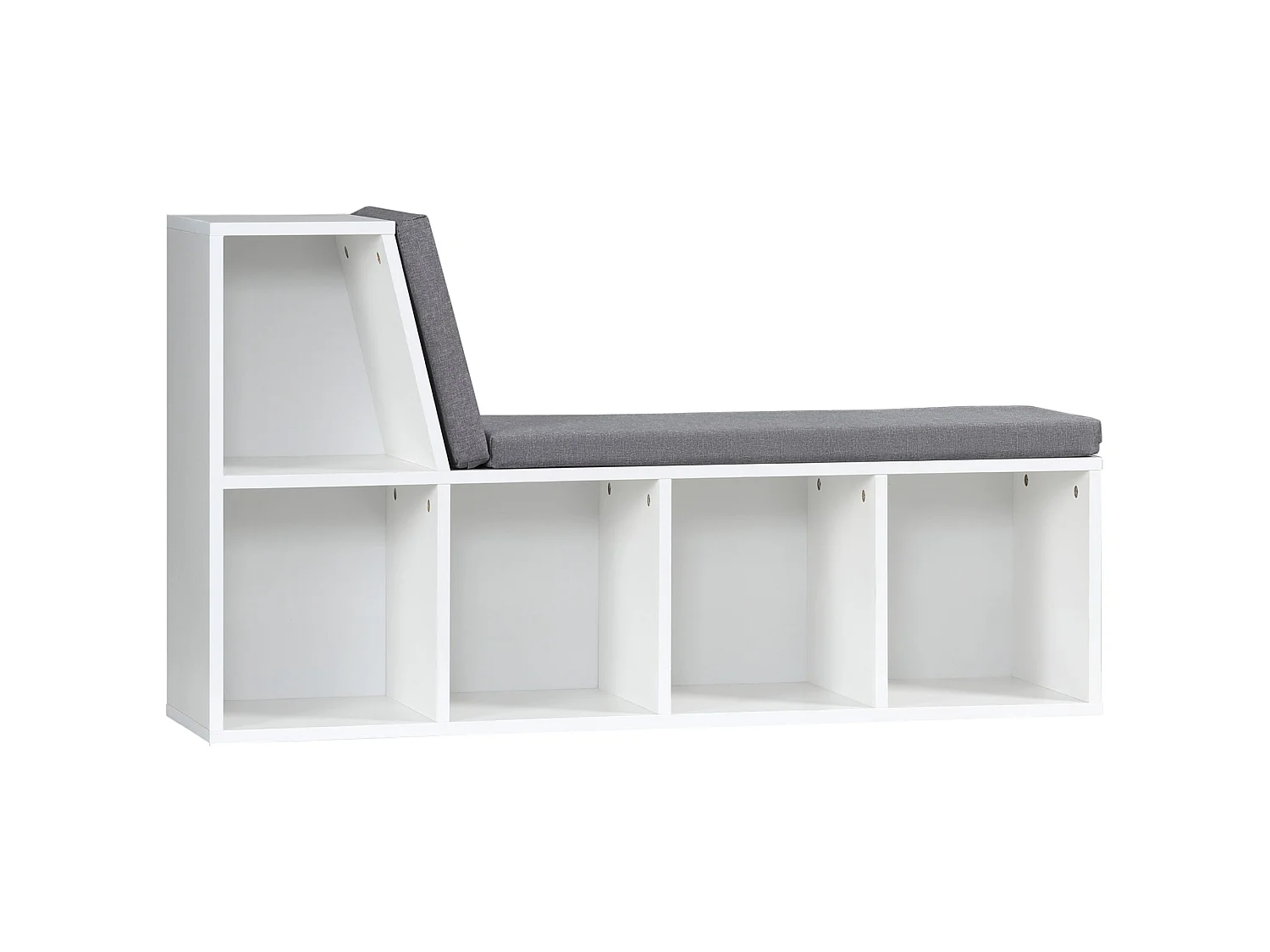 Litadi White Cube Bookcase With Cushioned Seat and Storage Cabinet