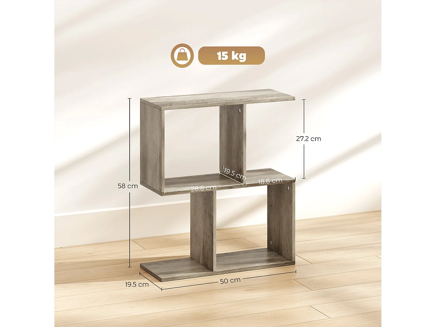 Filo Grey Narrow S Shaped Side Table 3 Tier Storage