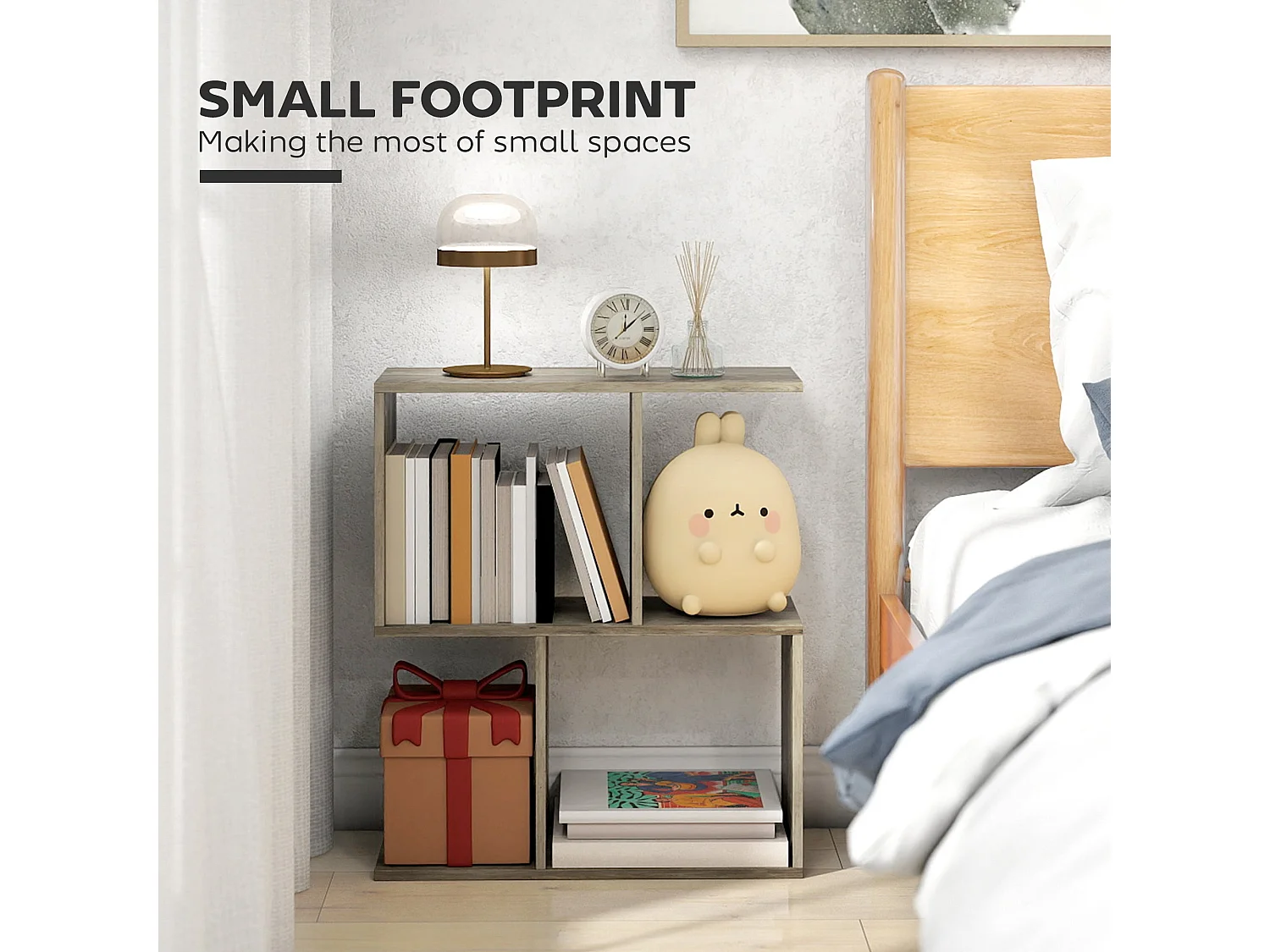 Filo Grey Narrow S Shaped Side Table 3 Tier Storage