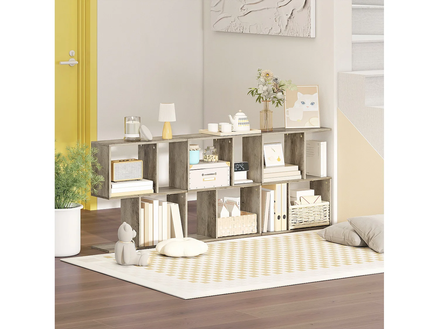 Filo Grey Narrow S Shaped Side Table 3 Tier Storage