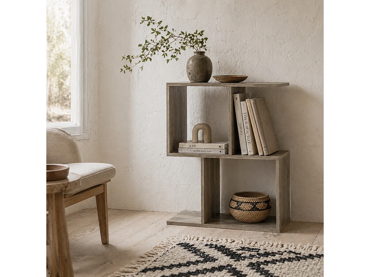 Filo Grey Narrow S Shaped Side Table 3 Tier Storage