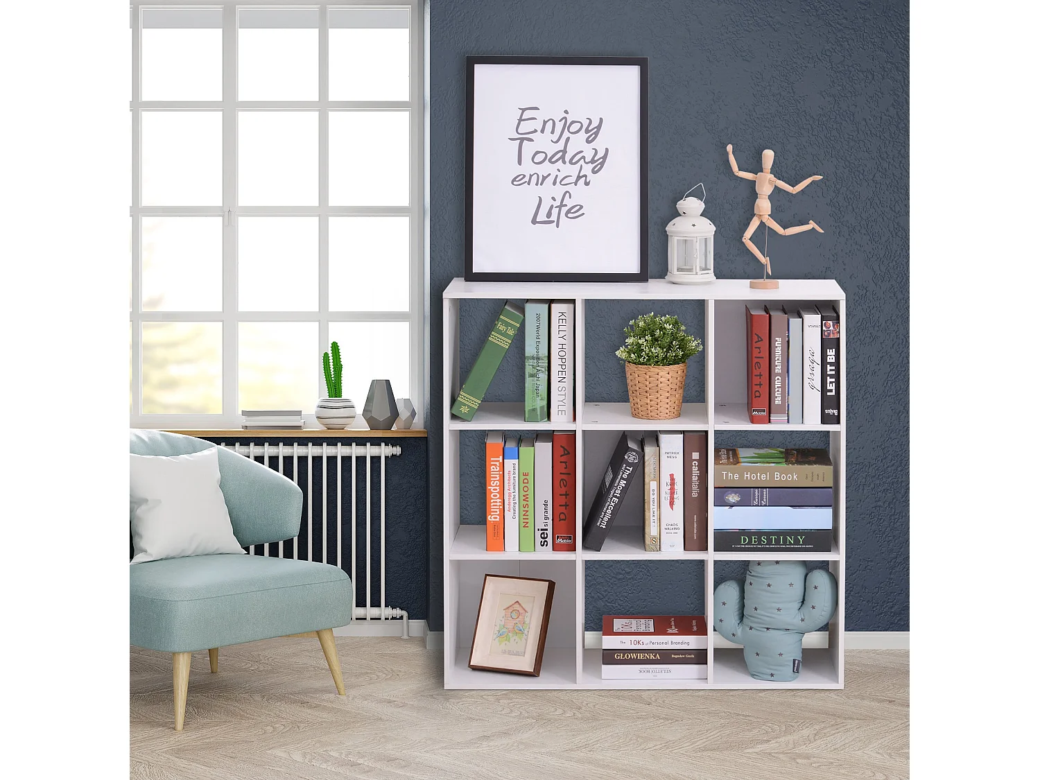 Naleno 9 Cube White Particleboard Storage Shelf