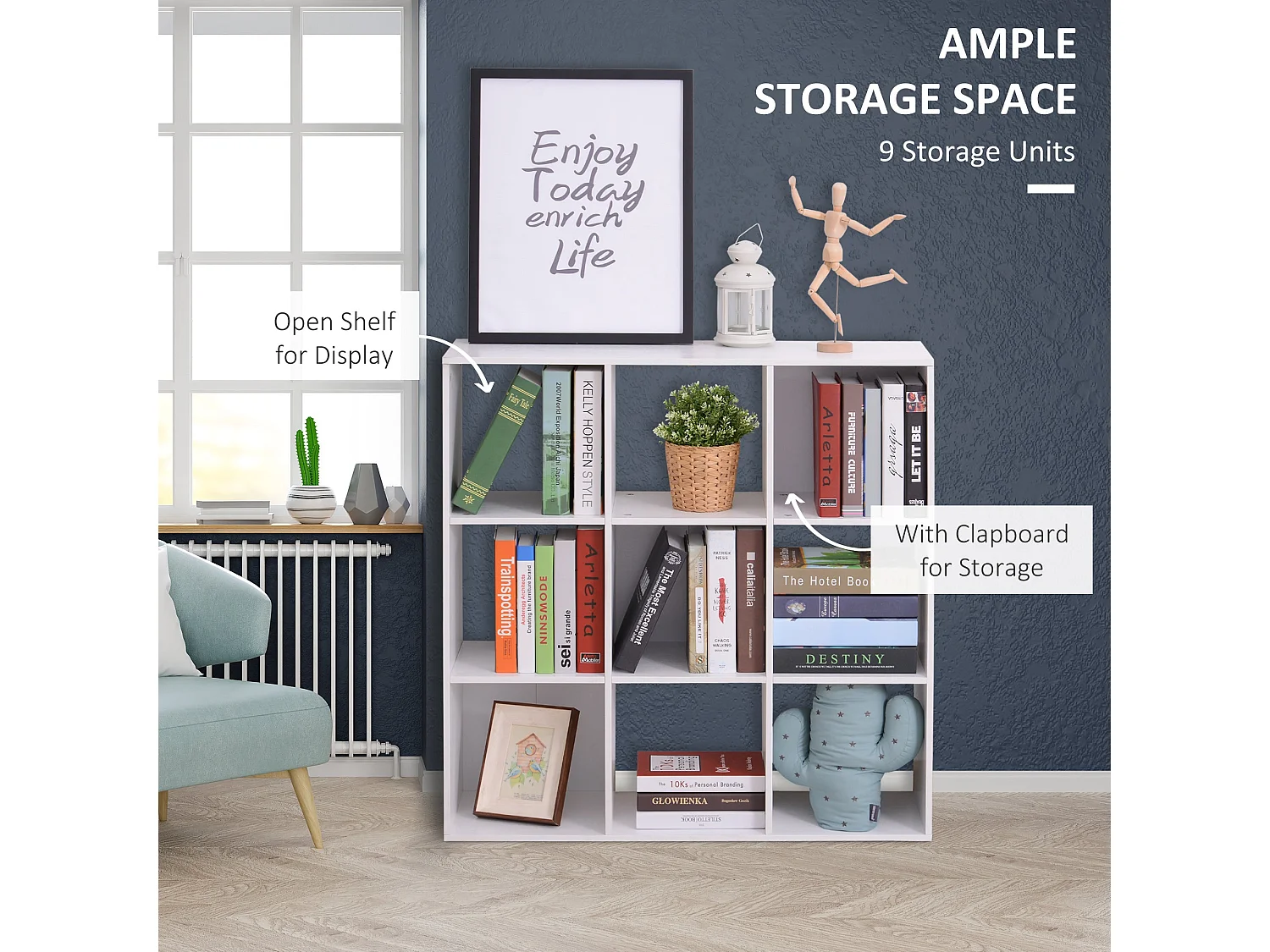 Naleno 9 Cube White Particleboard Storage Shelf