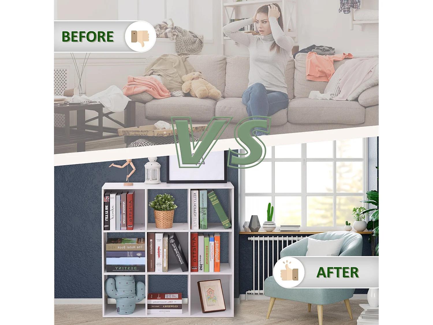 Naleno 9 Cube White Particleboard Storage Shelf