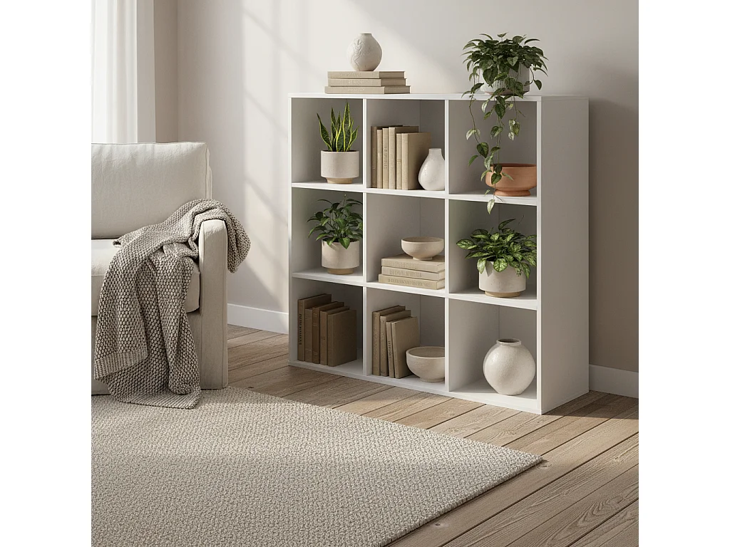 Naleno 9 Cube White Particleboard Storage Shelf