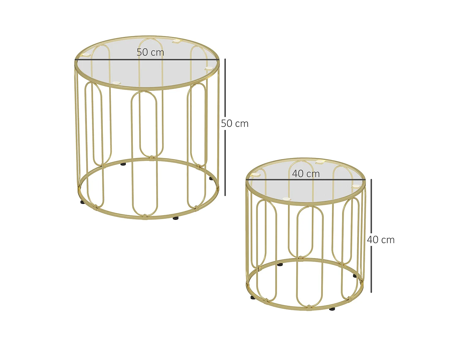 Rosa Set of 2 Gold Tone Elliptical Cut Out Nesting Tables
