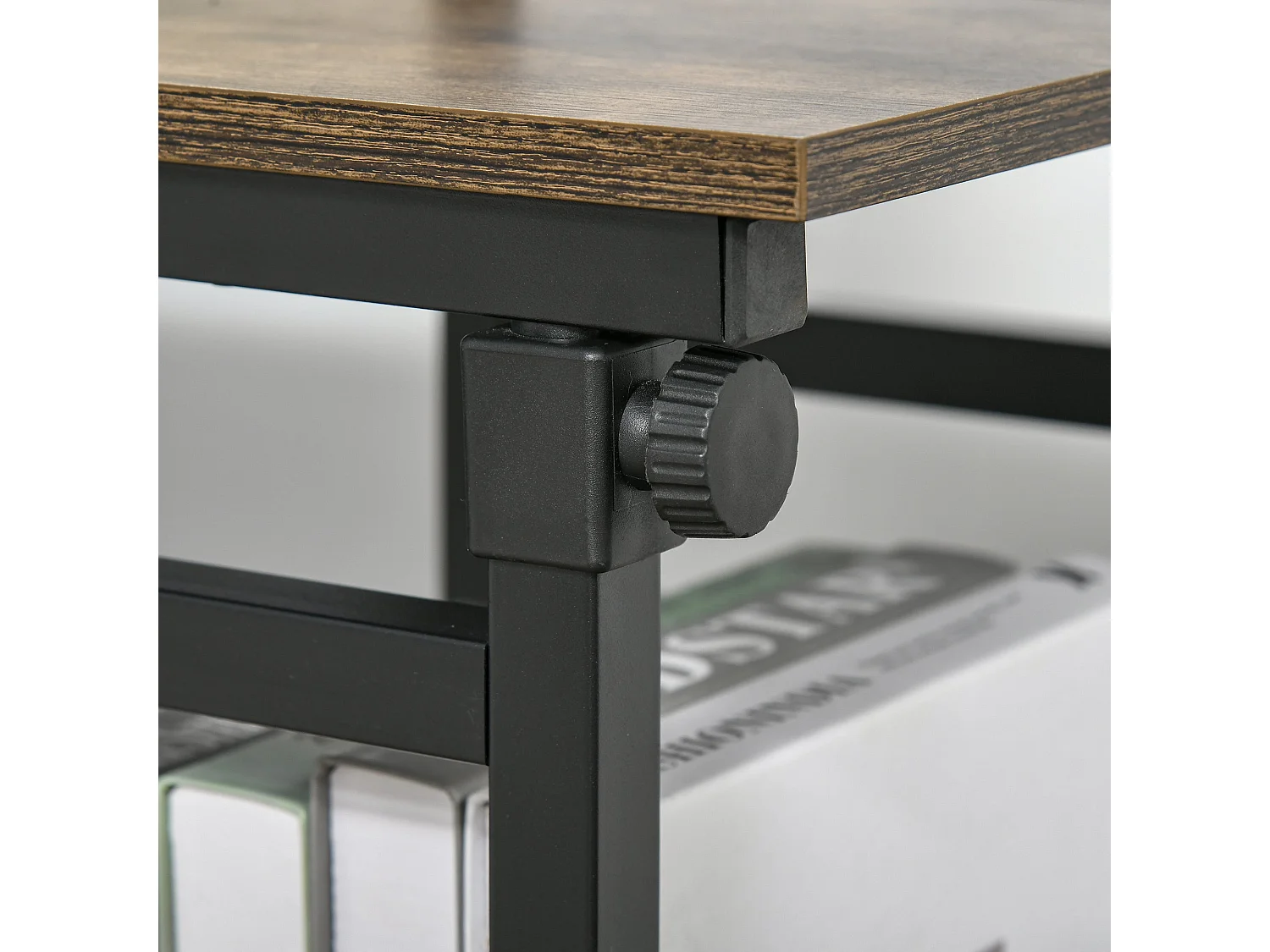 Comiro C Shaped Industrial Side Table with 3 Tier Shelves and Lockable Wheels