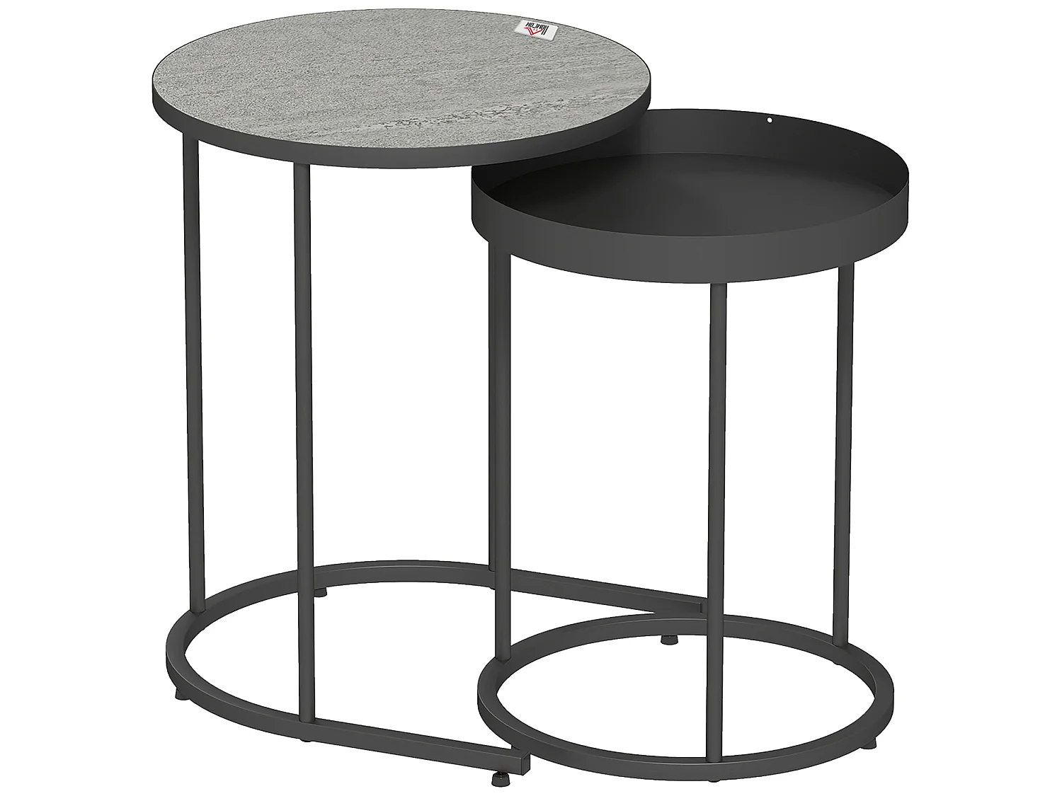 Midoli Set of 2 Industrial Modern Nesting Tables Grey MDF and Powder Coated Metal