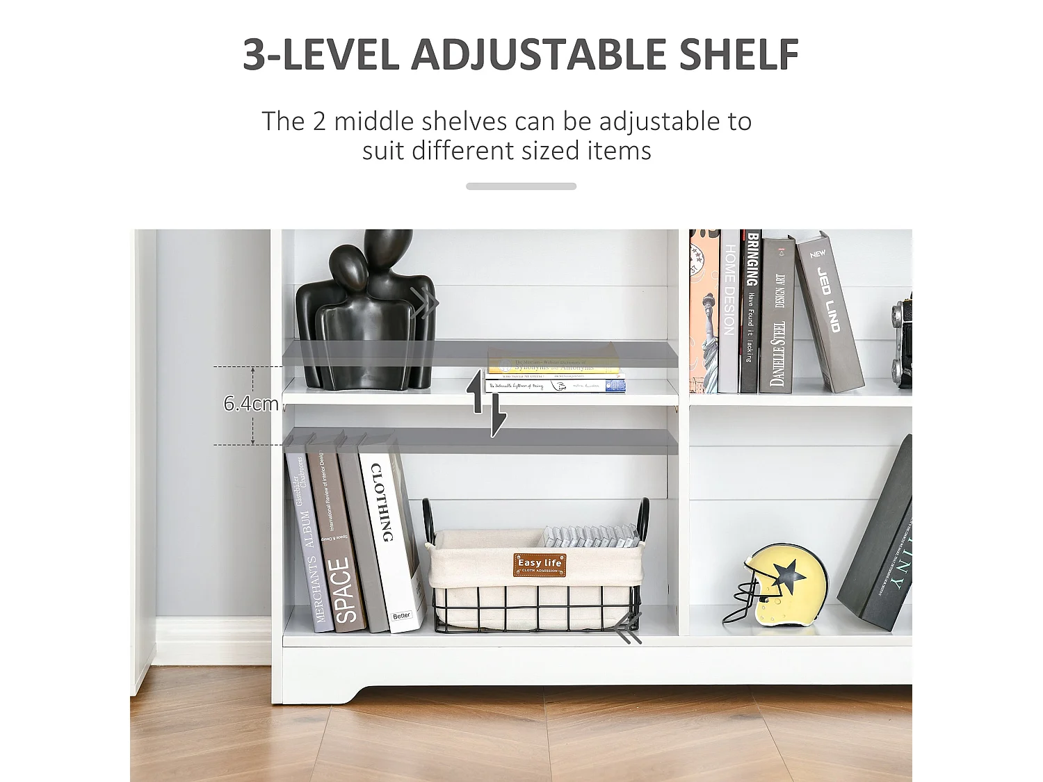 Sorano Wood White 2 Tier Cube Bookcase 4 Compartments 118 x 29 x 76cm