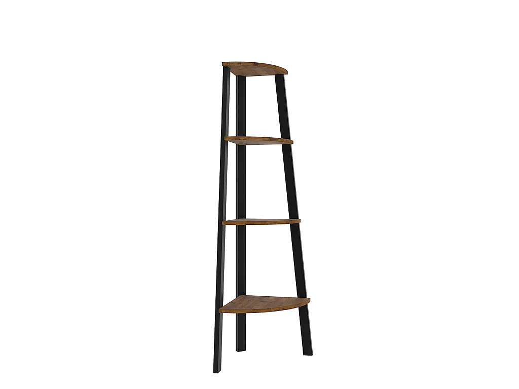Maynooth Industrial Pine and Black Metal Corner Unit 4 Shelves