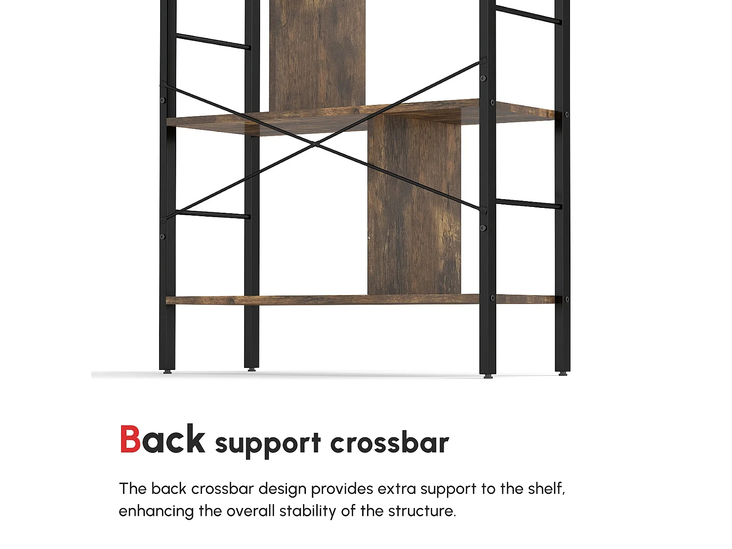 Nofaluno 5 Tier Industrial Shelf Rustic Brown Wood Shelves with Black Metal Frame