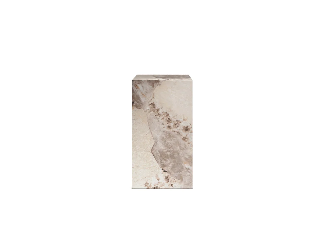Dingle Brown Pandora Marble Effect Small Pedestal Side Table