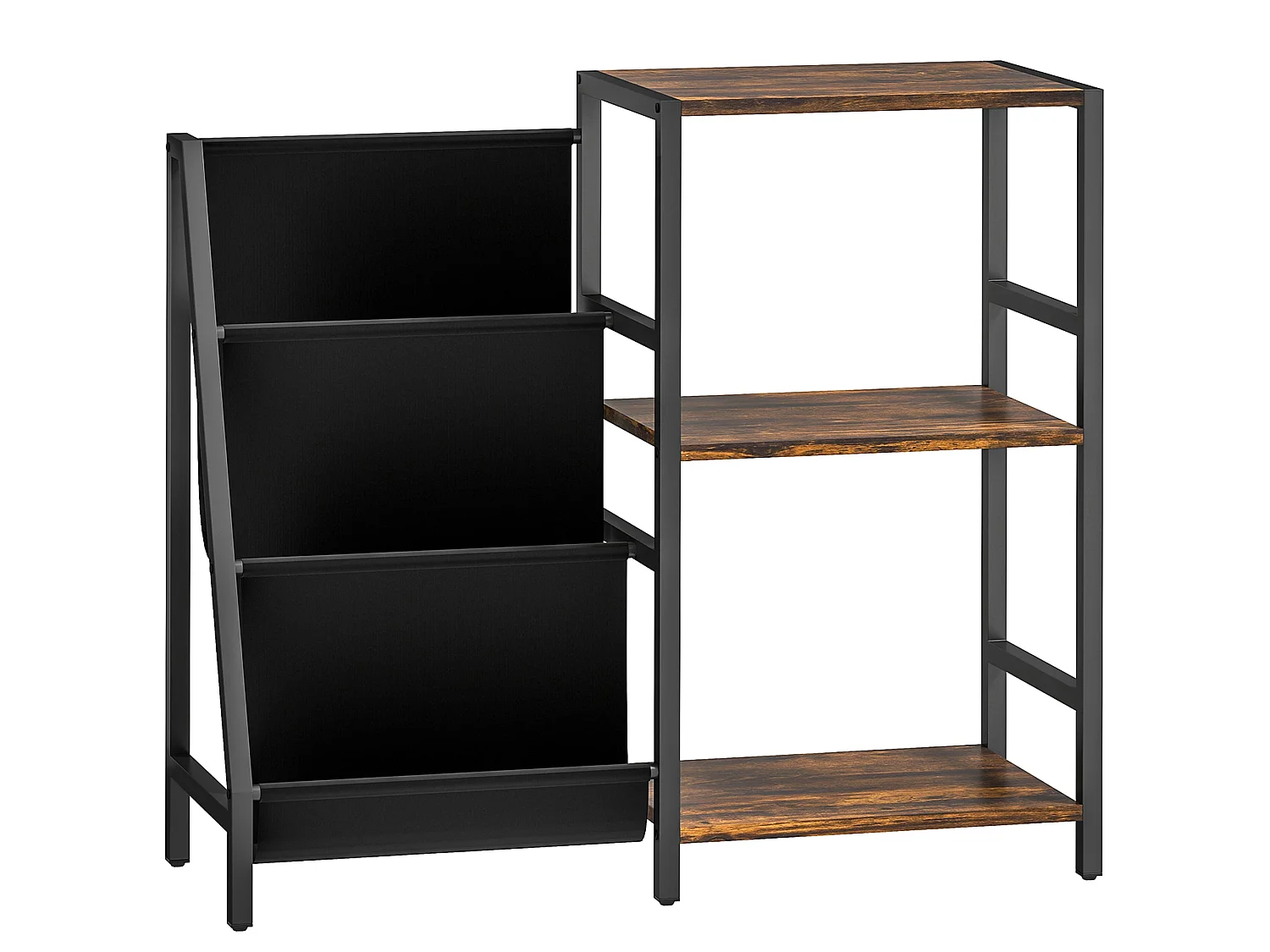 Nobalo Rustic Brown 3 Tier Record Player Stand Side Table