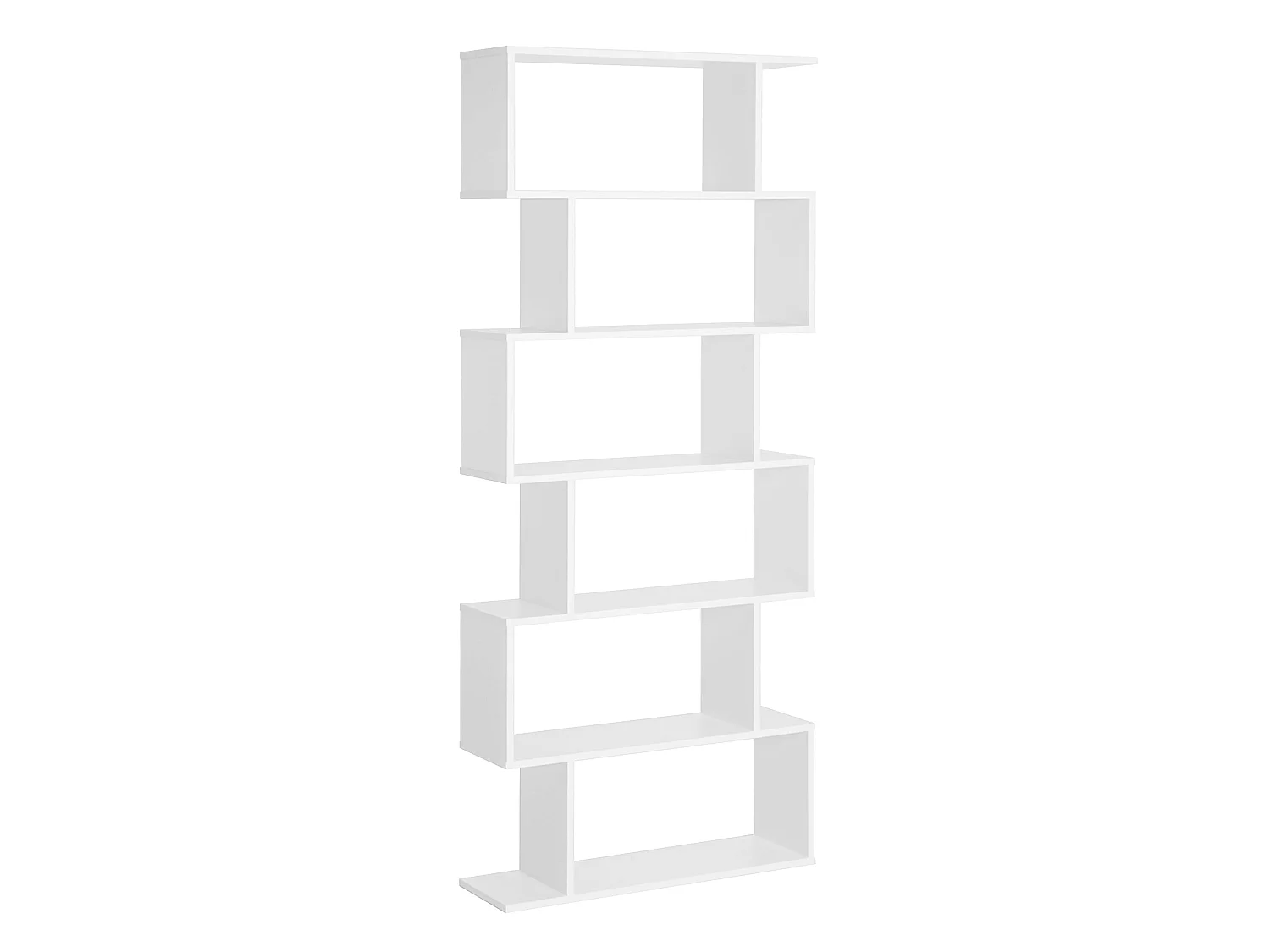 Dotozi White 6 Tier S Shaped Display Bookcase