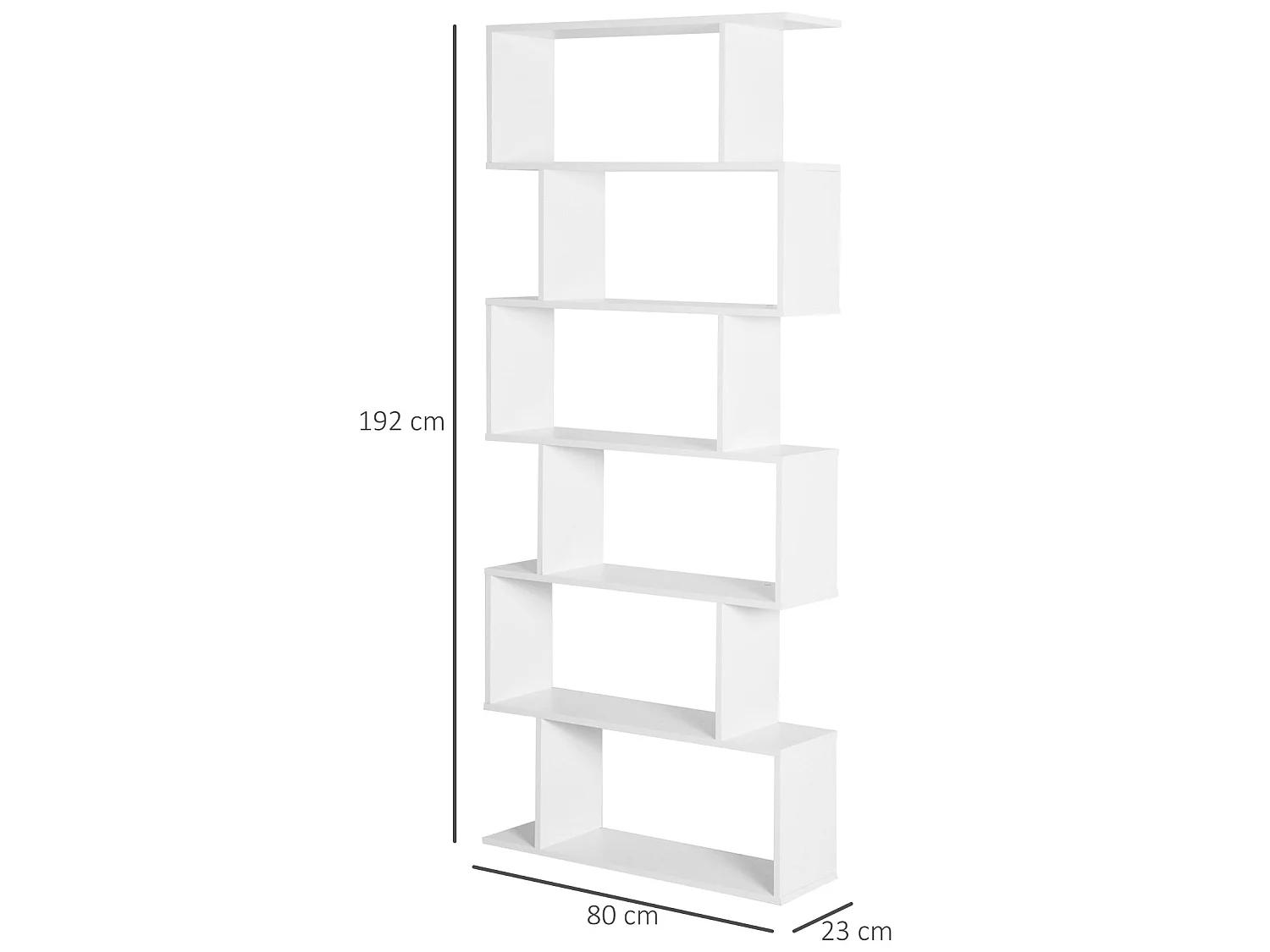 Dotozi White 6 Tier S Shaped Display Bookcase