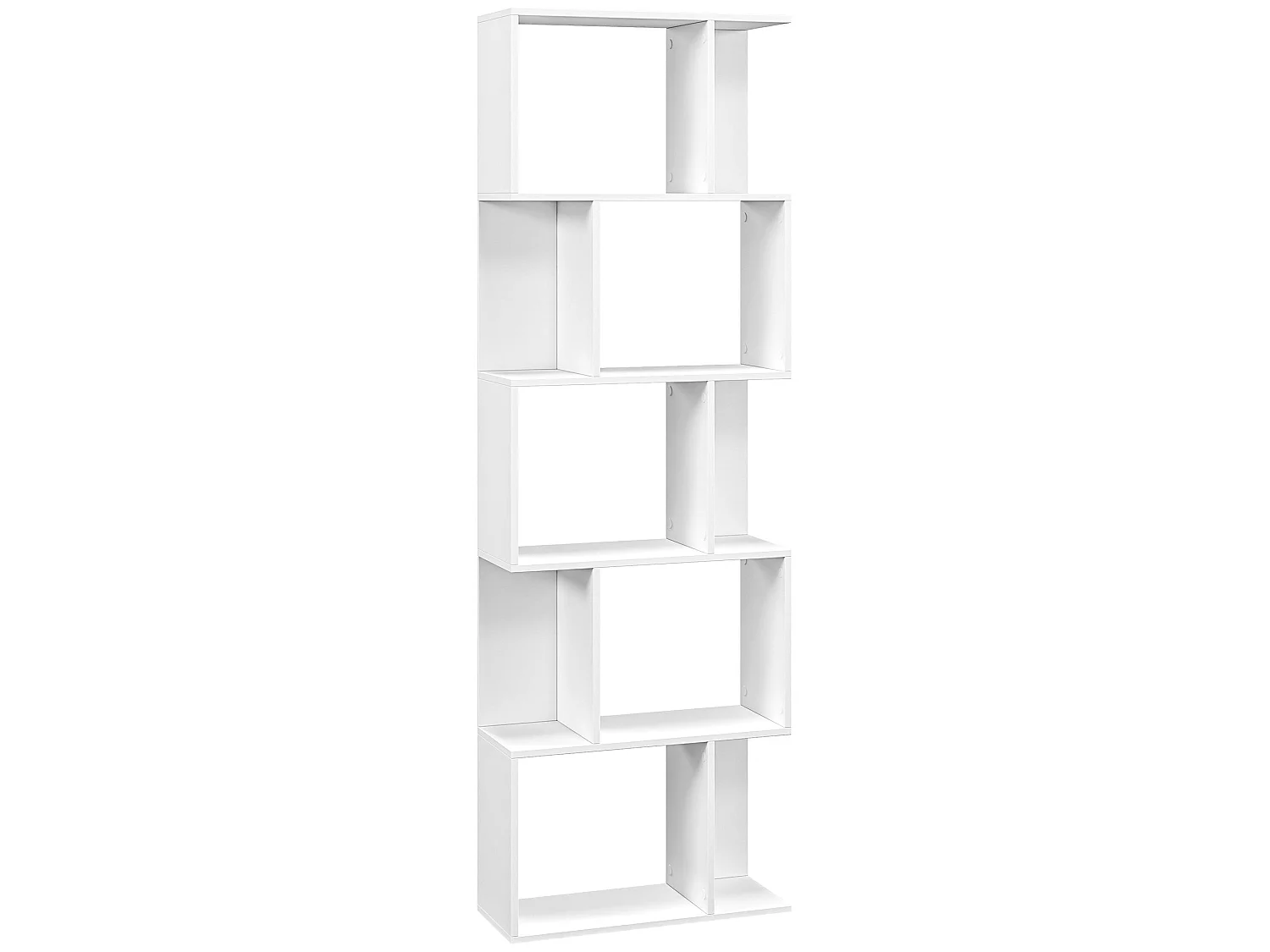 Matosu 5 Tier S Shape White Particleboard Freestanding Bookcase