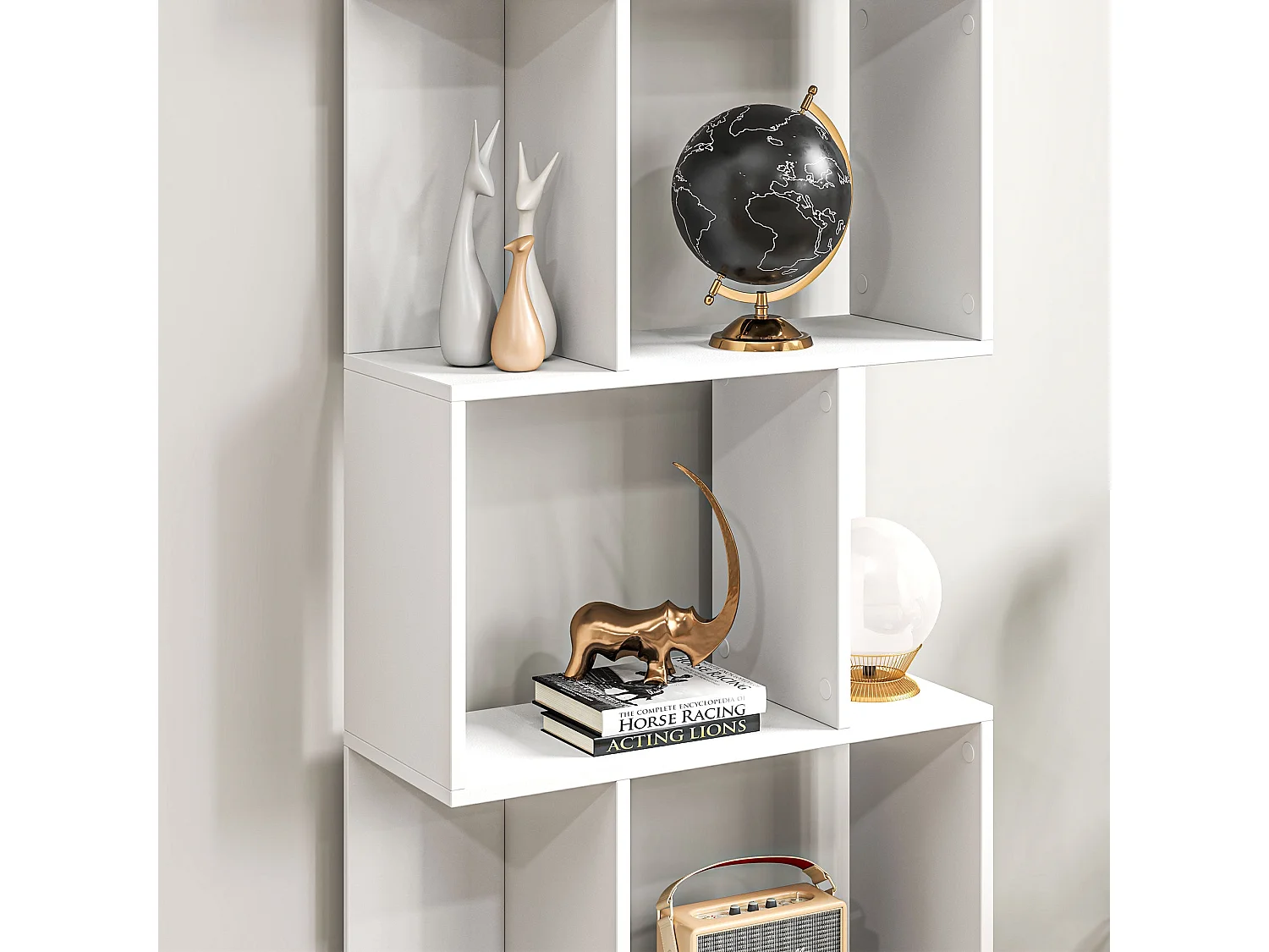 Matosu 5 Tier S Shape White Particleboard Freestanding Bookcase
