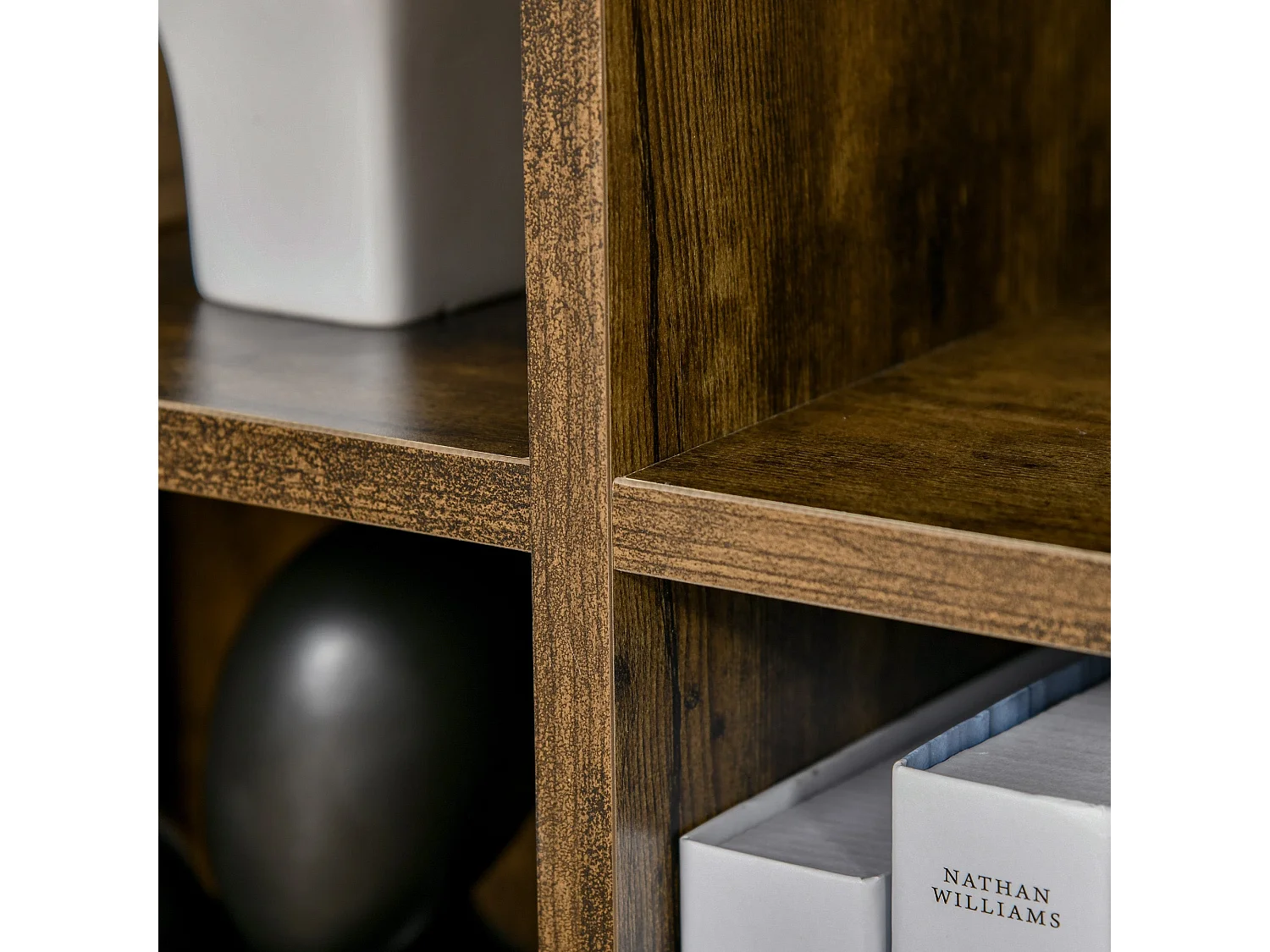 Ridiyo Wood Rustic Brown 6 Cube Storage Bookcase