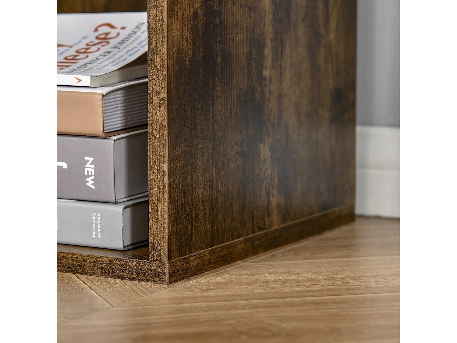 Ridiyo Wood Rustic Brown 6 Cube Storage Bookcase