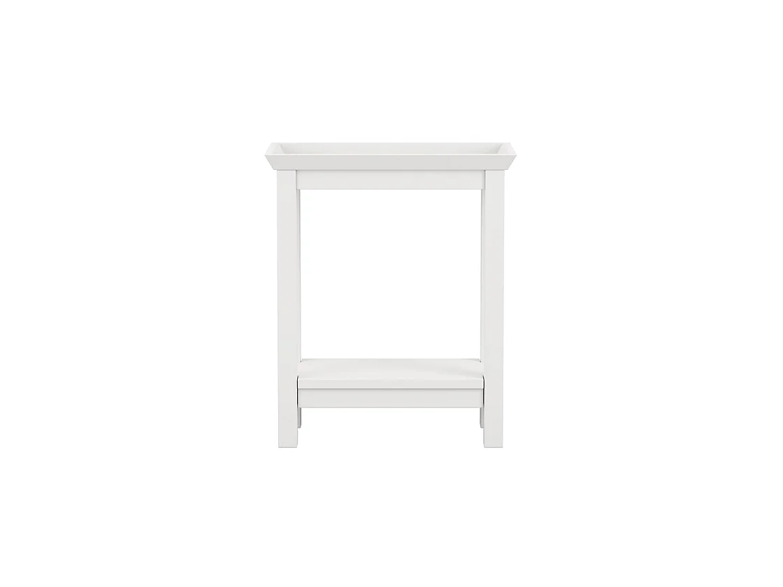 Enroute White Wooden Side Table with Lower Shelf