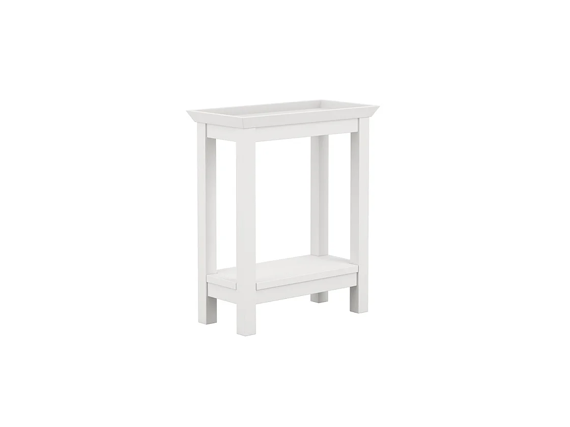 Enroute White Wooden Side Table with Lower Shelf
