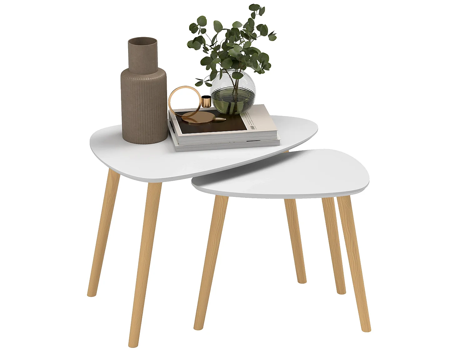 Keline Set of 2 Light Grey Nesting Side Tables with Solid Pine Legs
