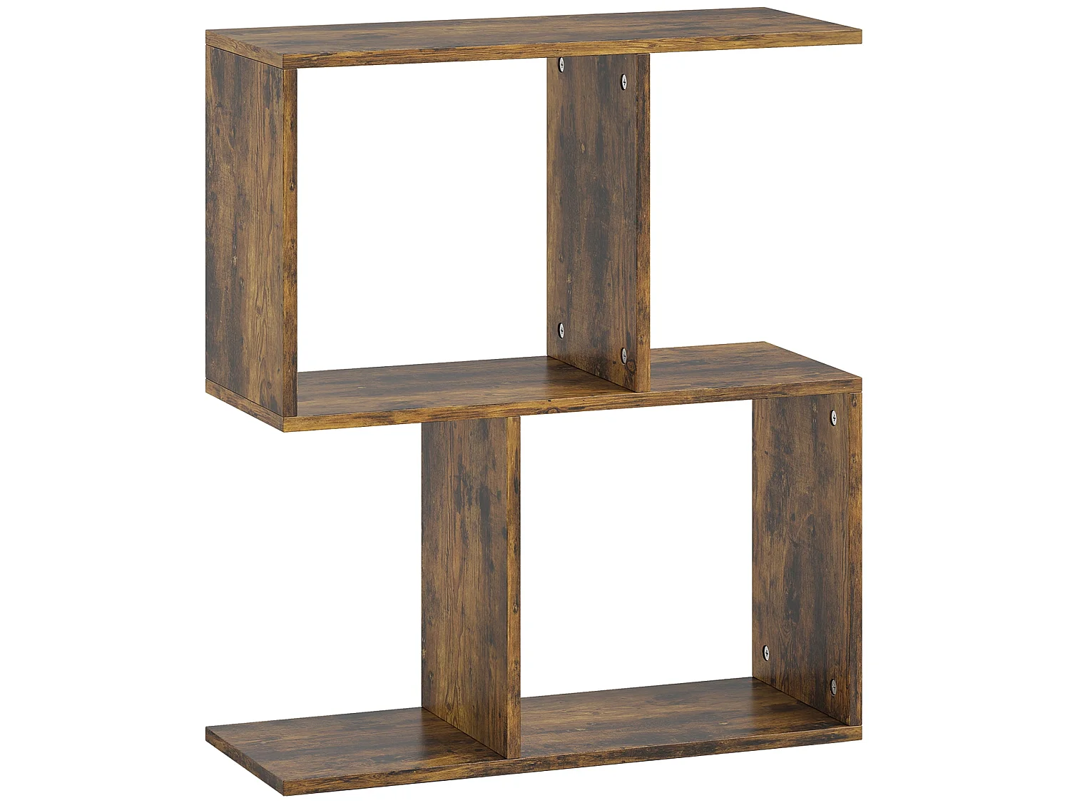 Rose Rustic Brown S Shaped Narrow Side Table with 3 Tiers