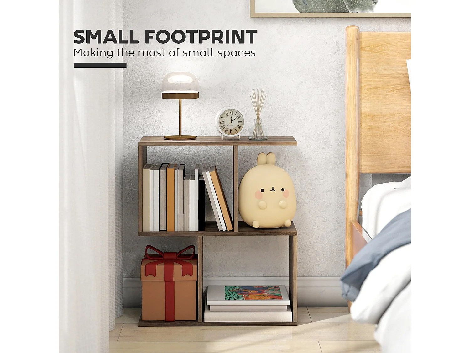 Tolezi Oak S Shaped Narrow Side Table 3 Tier Storage