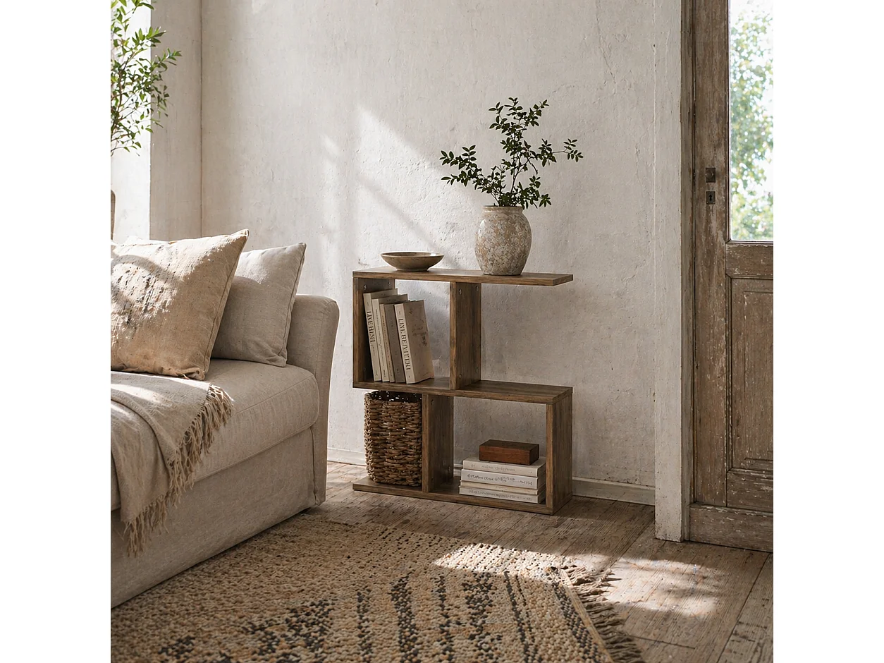 Tolezi Oak S Shaped Narrow Side Table 3 Tier Storage