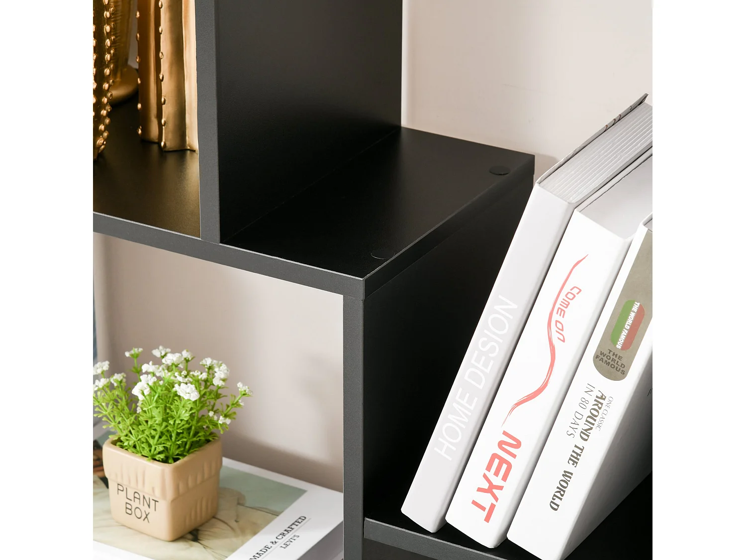 Robu Wood Black 8 Tier Freestanding Bookcase with Anti Tip Design