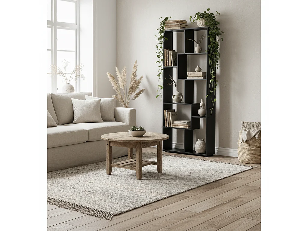 Robu Wood Black 8 Tier Freestanding Bookcase with Anti Tip Design