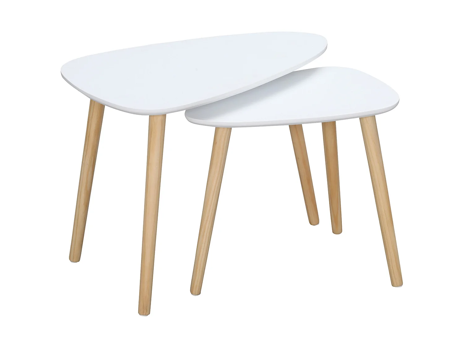 Nolura Set of 2 Nesting Side Tables White Tops with Solid Pine Legs