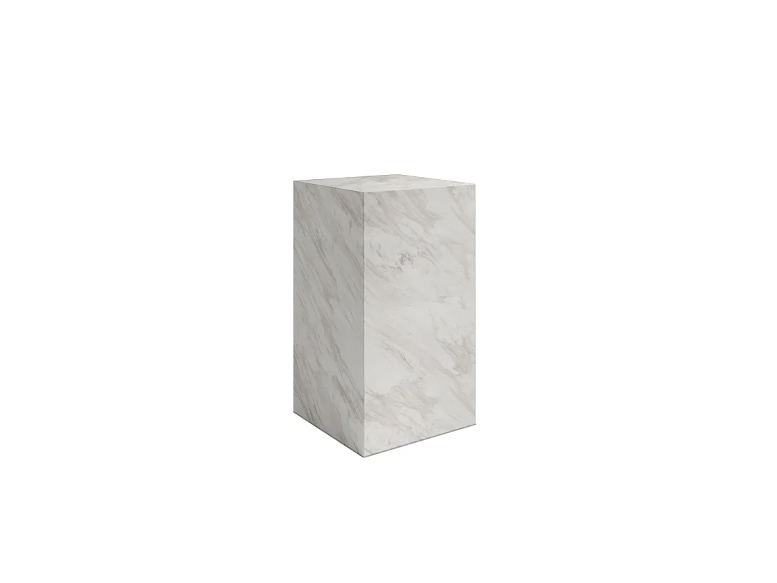 Dingle Small White Marble Effect Pedestal Side Table