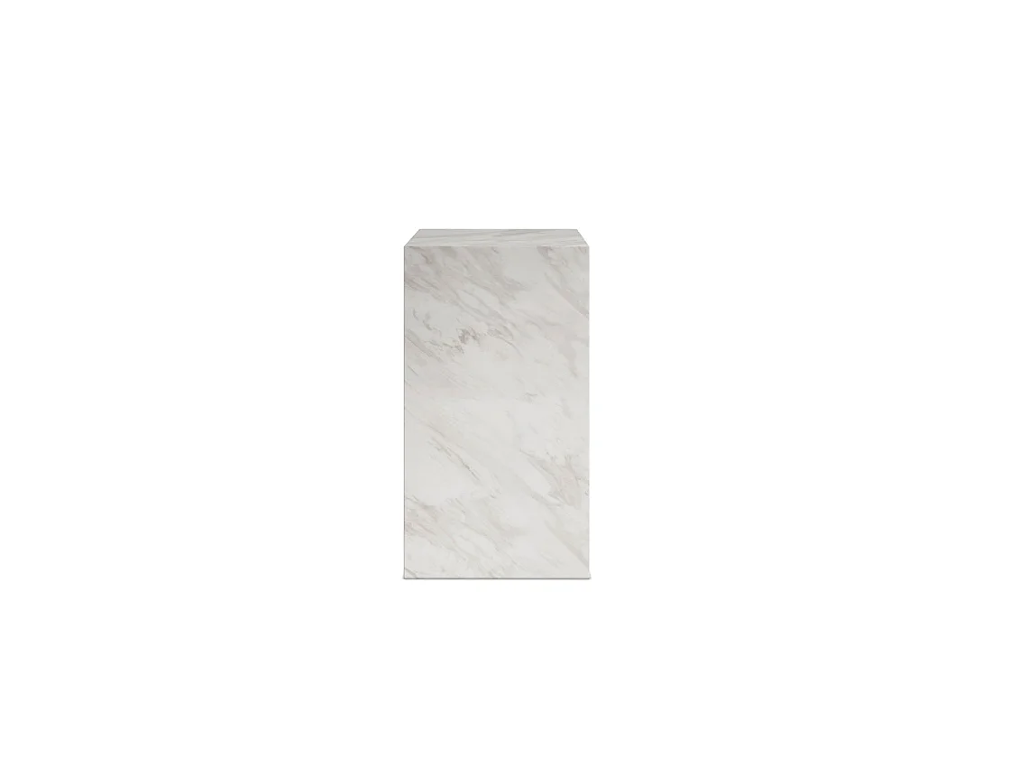 Dingle Small White Marble Effect Pedestal Side Table