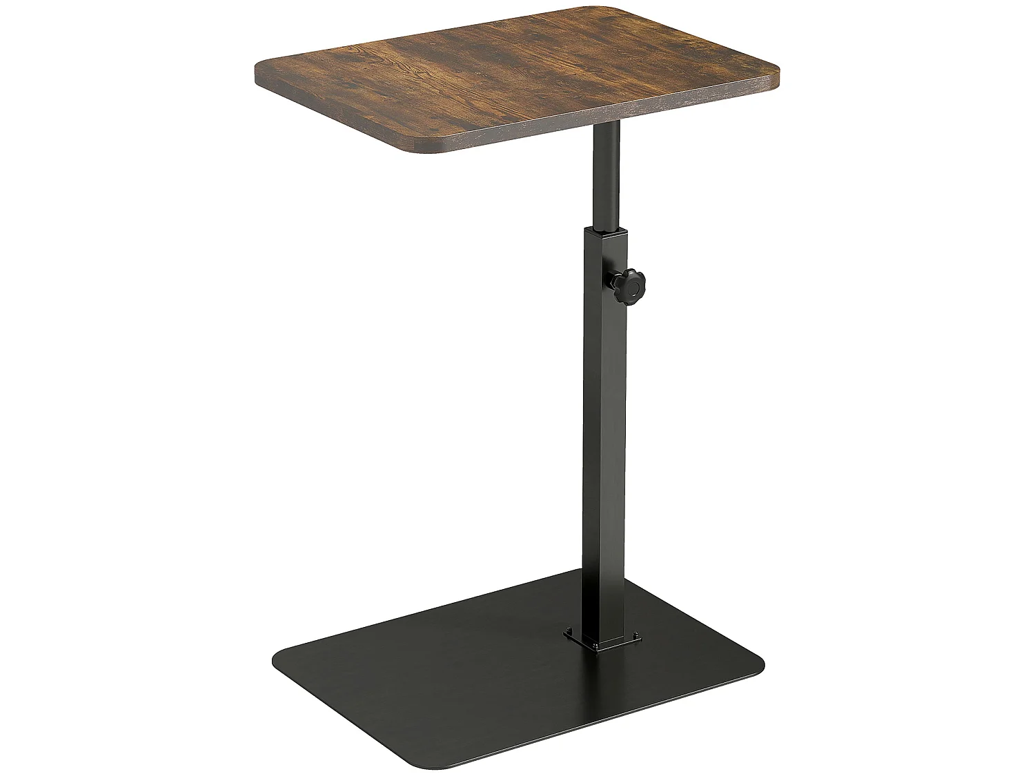 Falava C Shaped Side Table Rustic Brown Melamine Top Height Adjustable 44.5–79cm