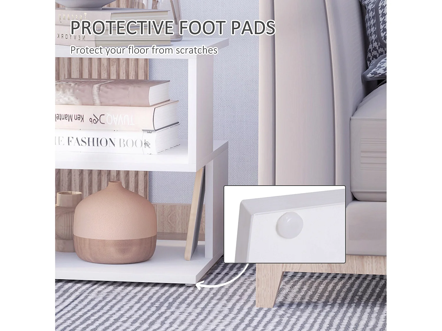 Luvila Set of 2 White Square Side Tables with 2 Tier Storage