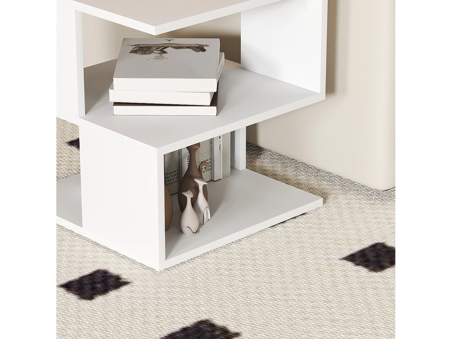 Luvila Set of 2 White Square Side Tables with 2 Tier Storage